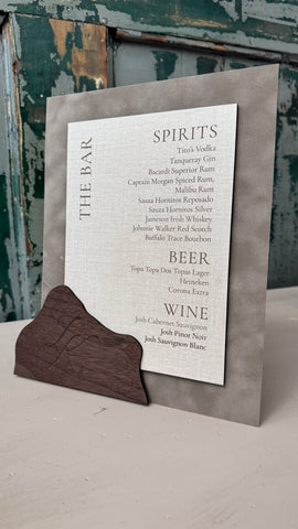 Custom Velvet & Wood Tabletop Sign