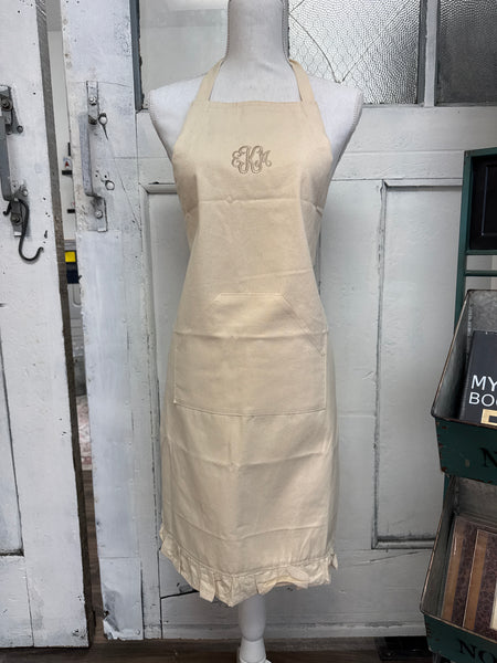 Ruffled monogram apron