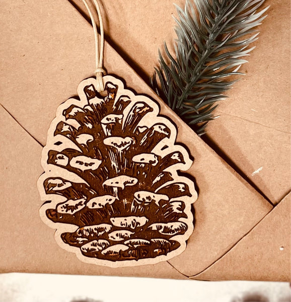 Pinecone Wooden Tag